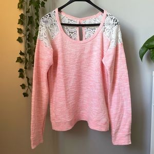 Ardene Pink Lace Long Sleeve Top